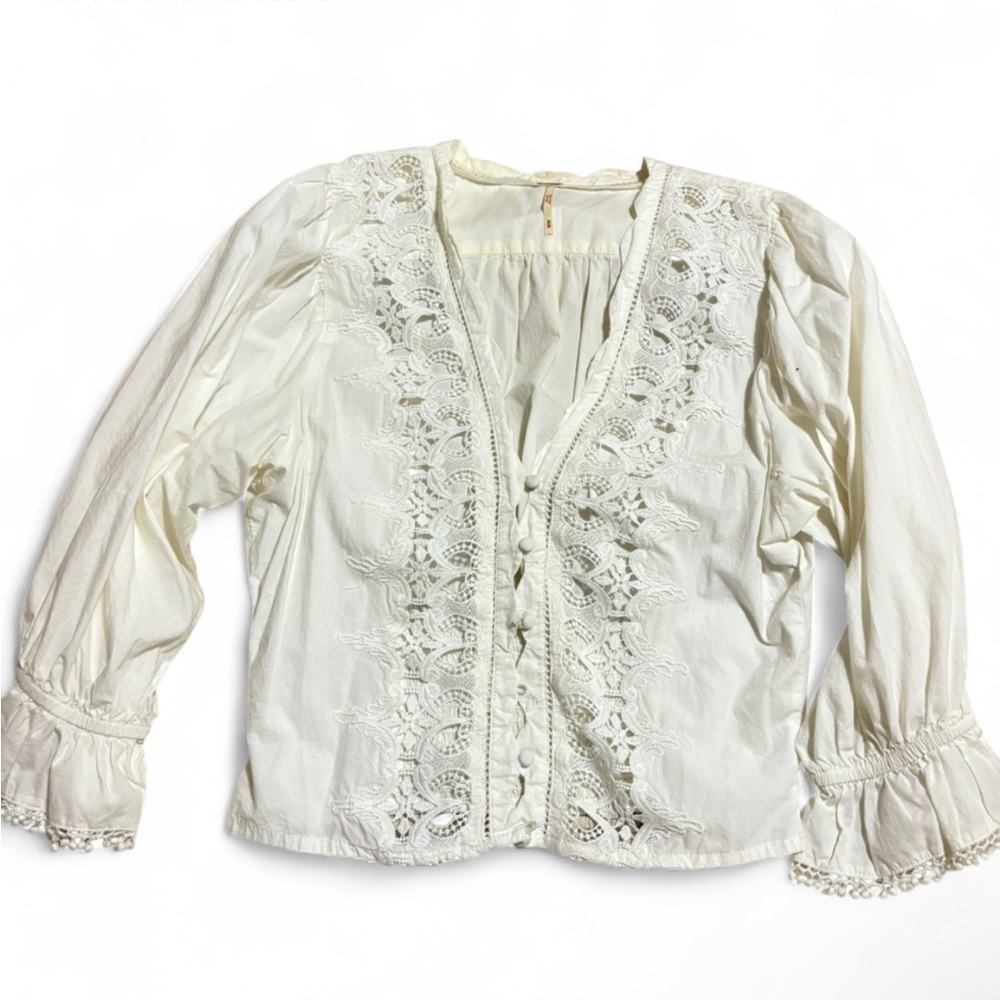 Free People Cream Lace Blouse